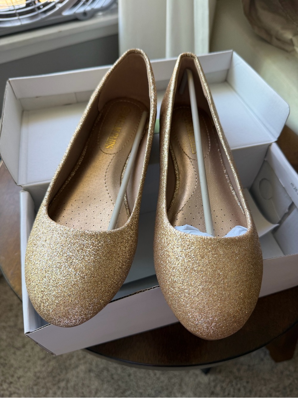Dream Pairs Gold Glitter Ballet Flats